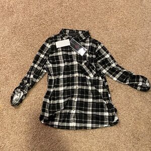 Polly Esther Plaid Black and White Kids Shirt